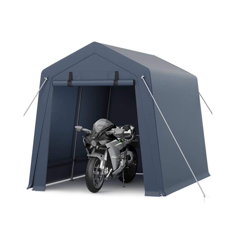 7x10 FT Portable Outdoor Storage Shed with 2 Roll-Up Zipper Doors & Vents, 240G Heavy-Duty Shelter Waterproof PE Tarp