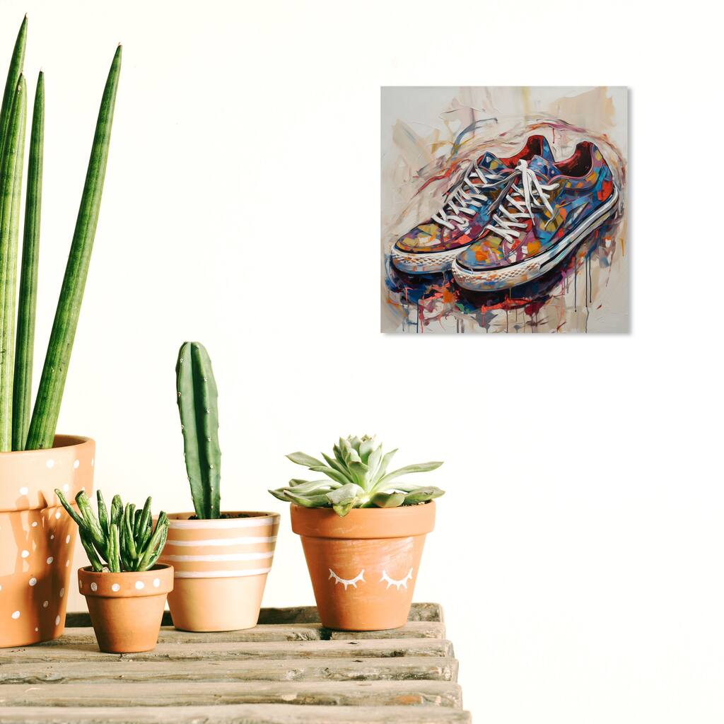 Wynwood Studio Fashion and Glam Artsy Sneaker III Blue and Modern & Contemporary Wall Art Canvas Print