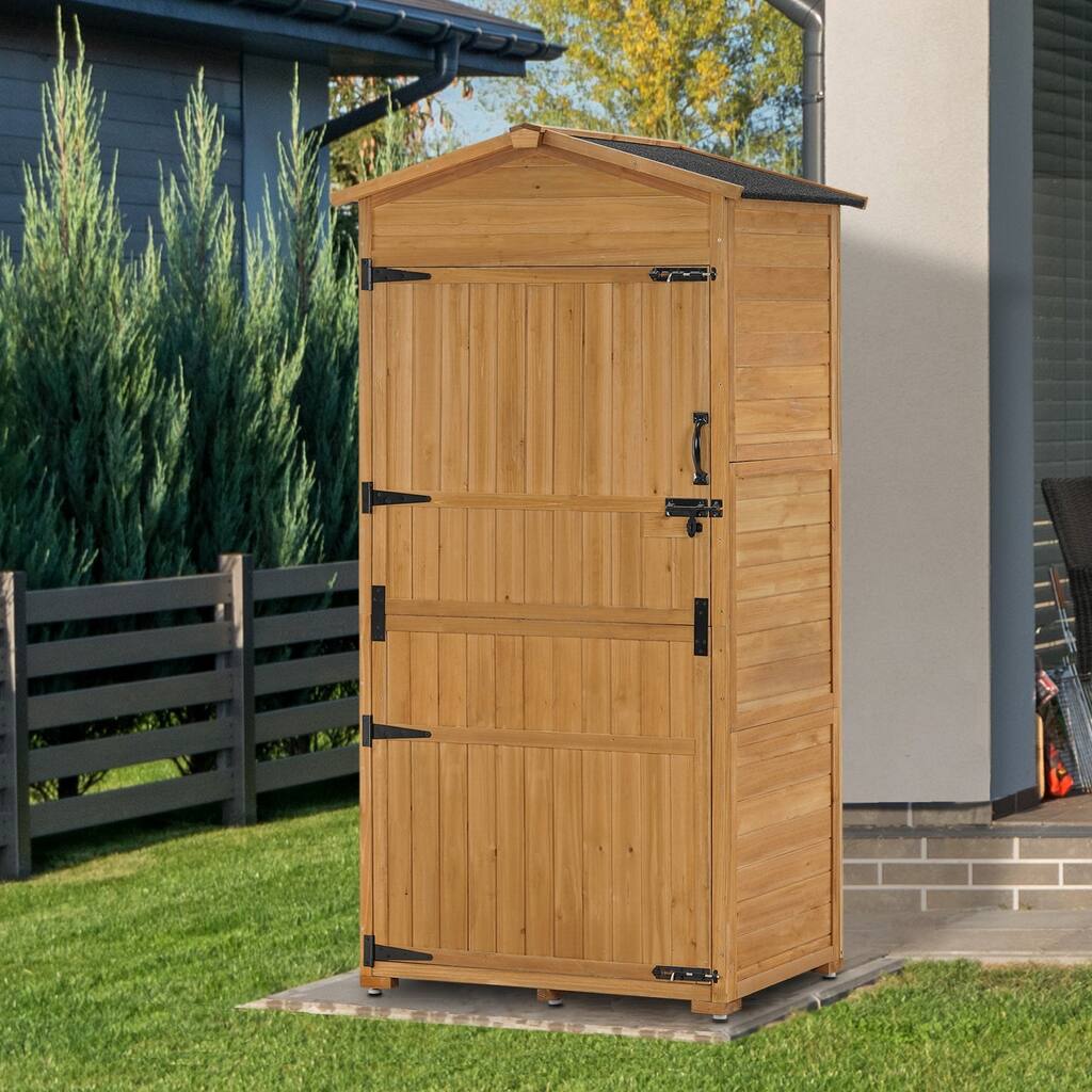 MCombo Large Outdoor Storage Cabinet with Folding Table (3 x 2 x 6 FT), Wooden 1965 - 39.8"x26"x74"