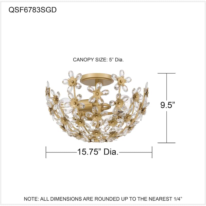 Rosemary 3-Light Soft Gold Semi-Flush Mount