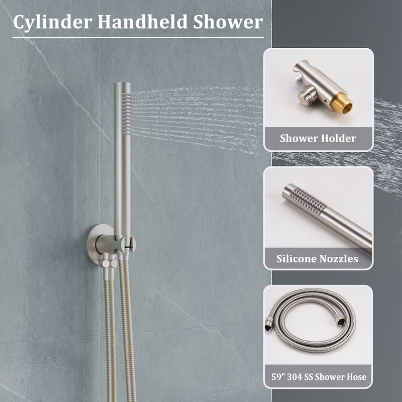10 in. Shower System Shower Head With Hand shower And Pressure Balance Valve,Brushed Nickel