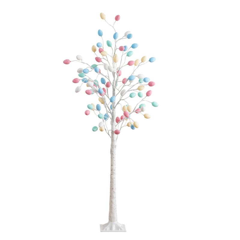 6-ft Pre-Lit Artificial Easter Twig Tree with 96 Egg Shaped LED
