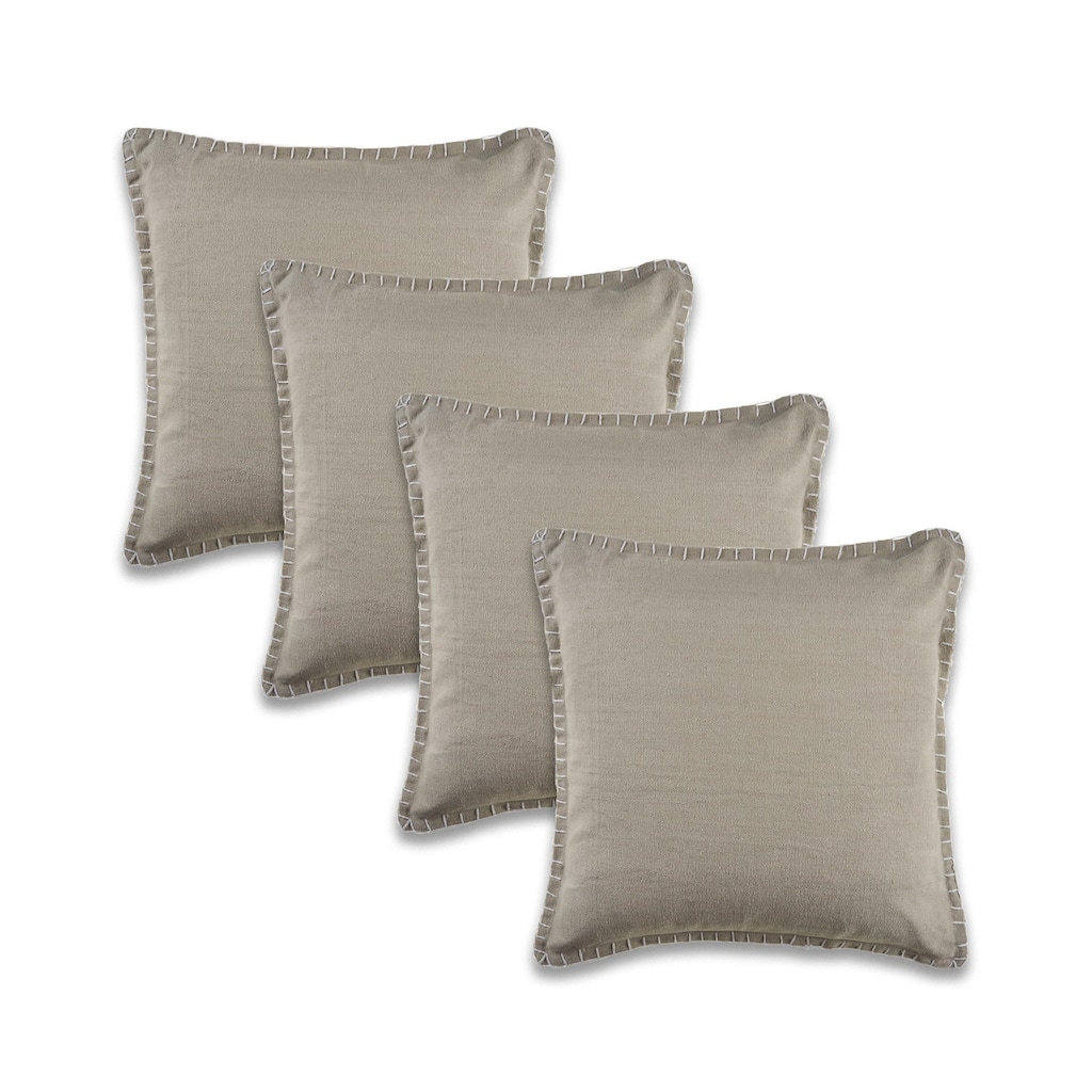 Guapo Set of 4 Contemporary Solid Cotton Throw Pillow Covers, 22" x 22", 4 PCS (Covers Only) by Sevita