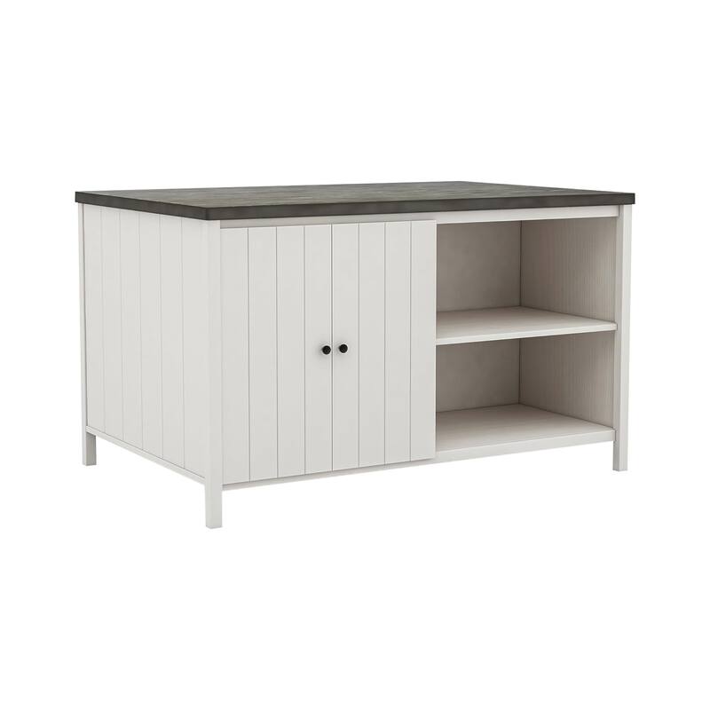 Begr Counter Height Kitchen Island Table, 60 Inch, White, Gray