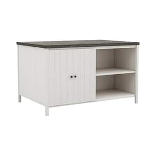 Begr Counter Height Kitchen Island Table, 60 Inch, White, Gray