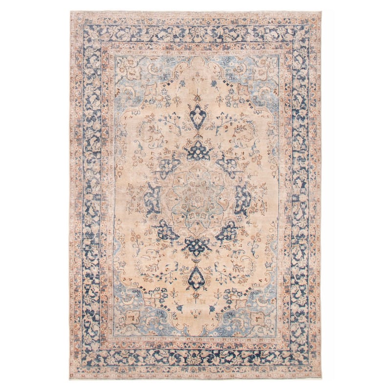ECARPETGALLERY Hand-knotted Antalya Vintage Khaki Wool Rug - 6'2 x 9'3 - Light Khaki - 6'2 x 9'3