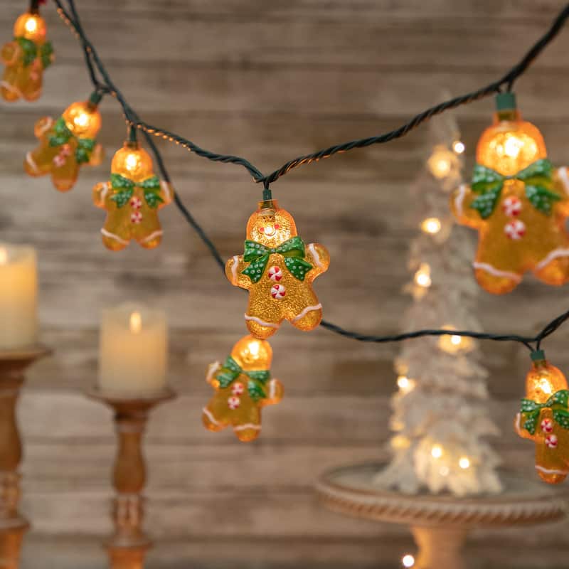 10ct Gingerbread Man Christmas Lights Clear Lights Green Wire - 120"