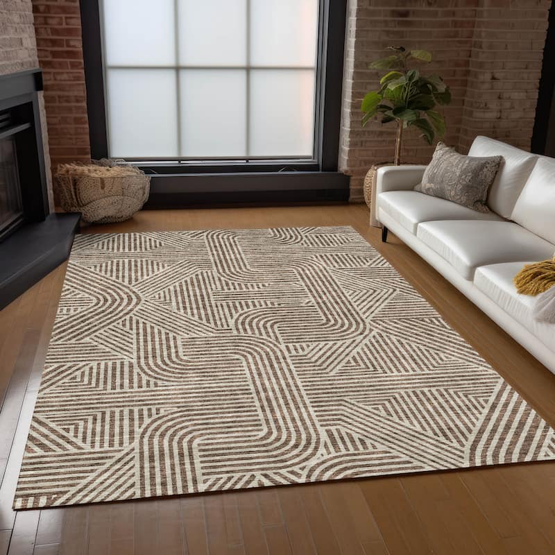Machine Washable Indoor/ Outdoor Chantille Contemporary Geo Rug