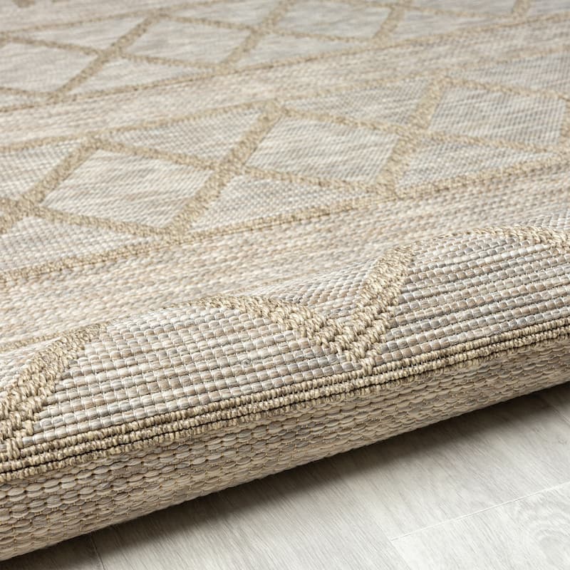 Sevita Tan/Brown Contemporary Diamond Indoor Outdoor Area Rug