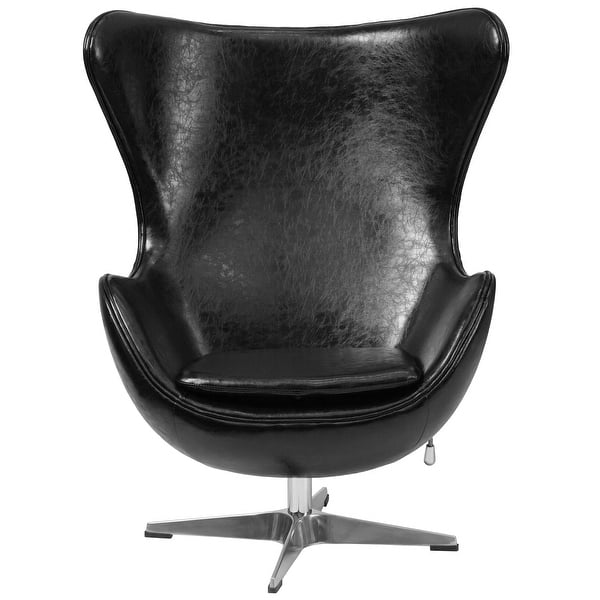 43 Black Leather Egg Chair With Tilt Lock Mechanism Overstock 29808087