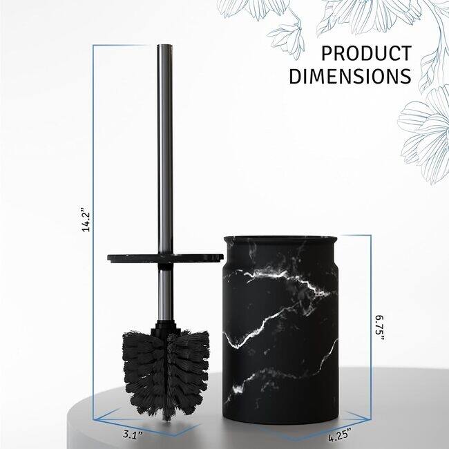 Creative Scents Toilet Brush and Holder Set (Marble Look) - Black