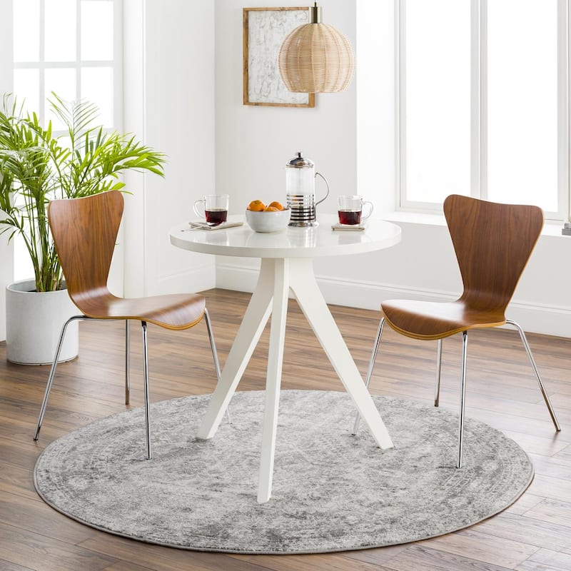 Livabliss Monte Carlo Updated Traditional Medallion Area Rug - Charcoal - Round - 5' 3" x 5' 3"