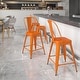 preview thumbnail 23 of 97, 24'' High Metal Indoor-Outdoor Counter Height Stool with Back Orange