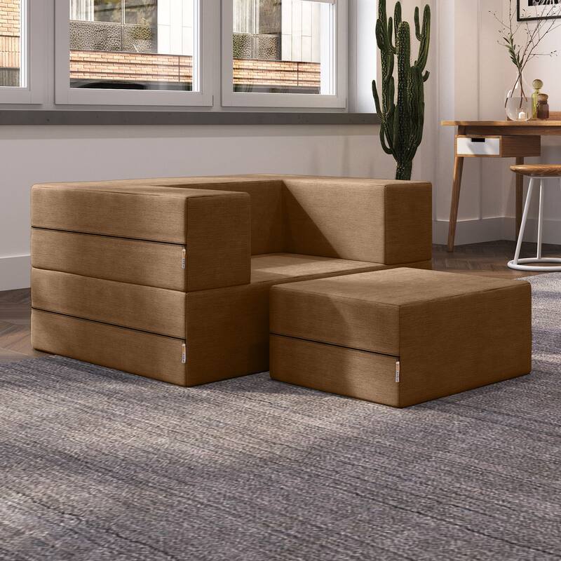 Jaxx Zipline Convertible Sleeper Chair and Ottoman/ Twin-size Bed