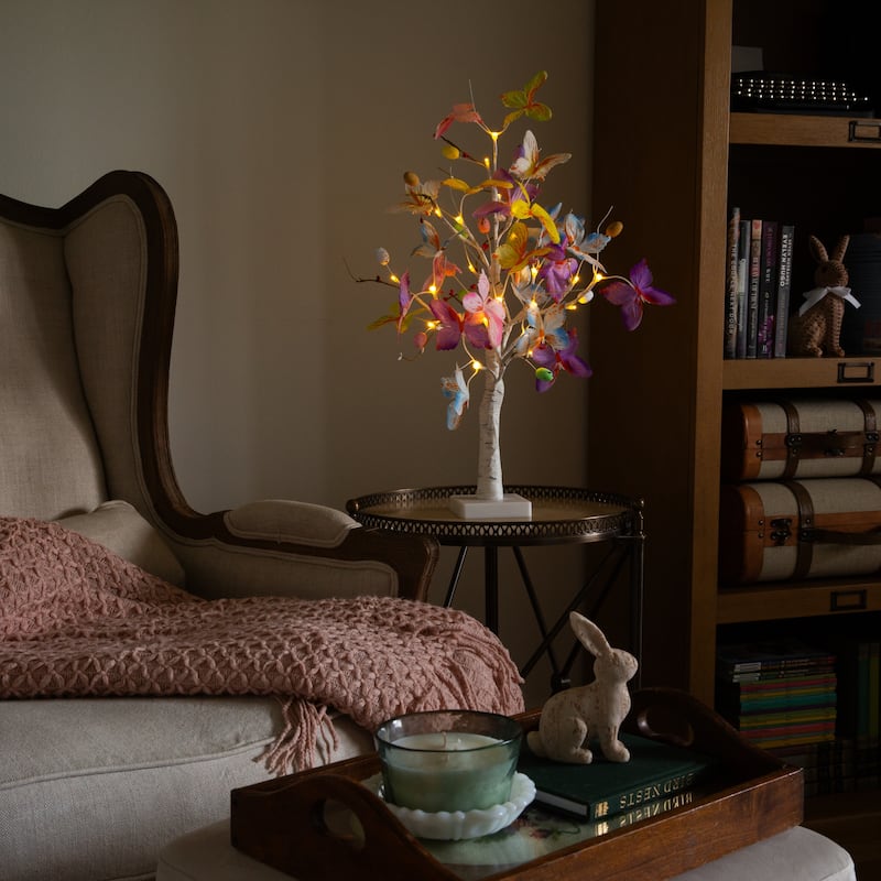 2-ft Pre-Lit Artificial Butterfly Twig Tree with 24 LED Lights