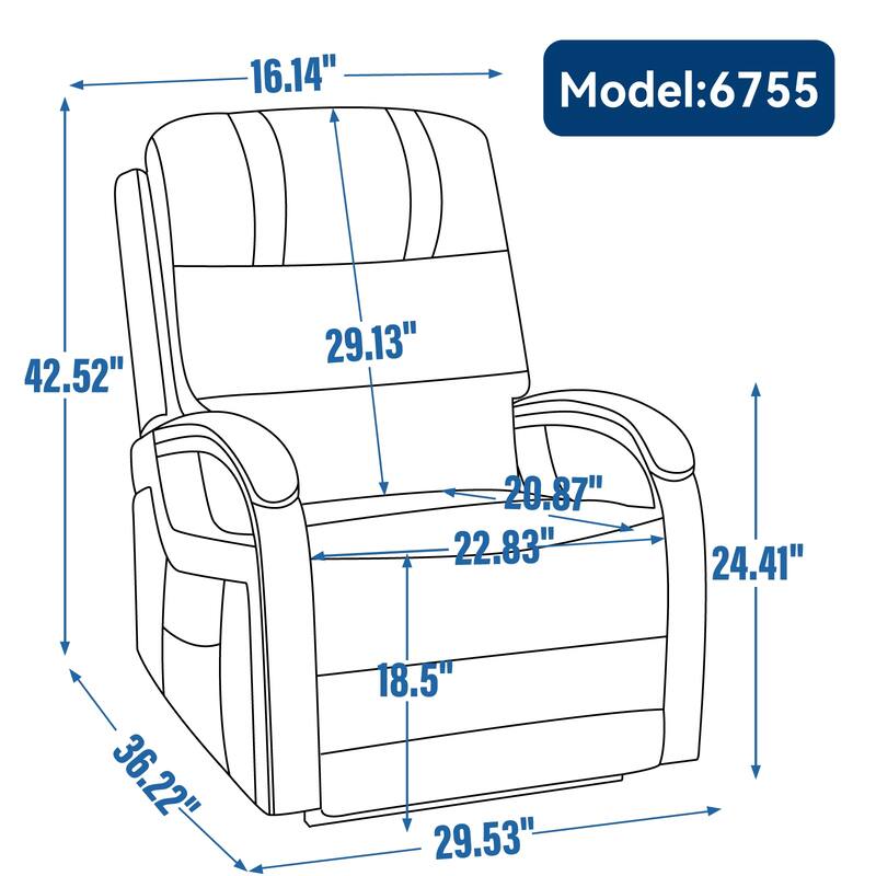 Power Lift Recliner Chair Dual Motor Infinite Position with Solid Wood Armrests, Heat Massage and Heavy Duty Motion Mechanism