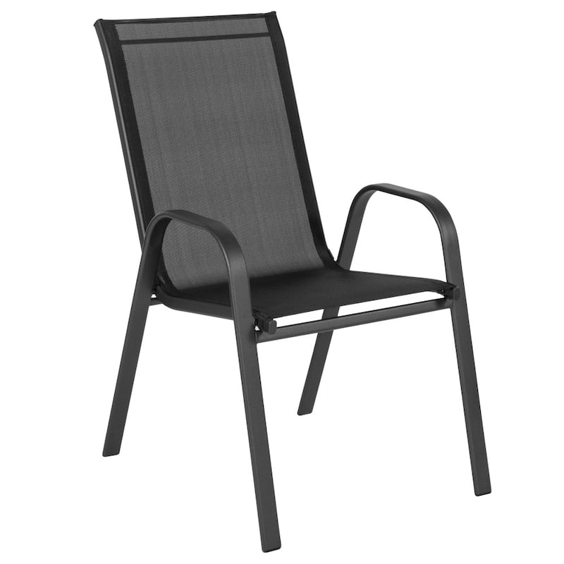 7 Piece Patio Dining Table and Chairs Set with Glass Table and 6 Chairs