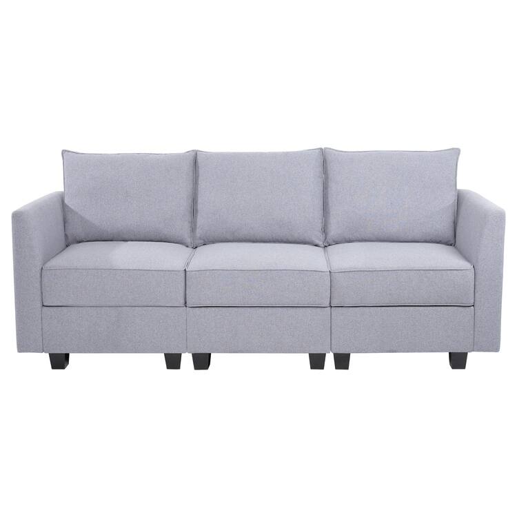 Modular Reversible Sectional Sofa Set with Chaise and Ottoman - Sofa,Gray