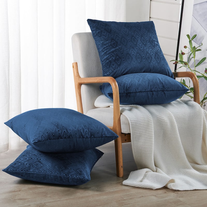 Tonopah Ikat Velvet Throw Pillow Cover Set, NO INSERT - 20" x 20" - Blue