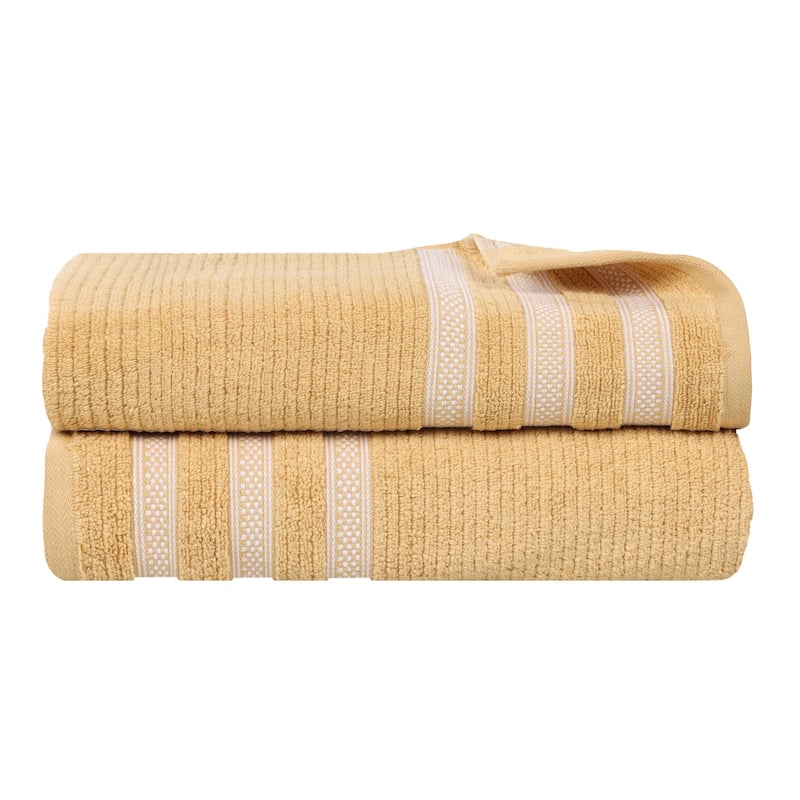 Superior Brea Zero Twist Cotton Ribbed Modern Bath Sheet Set of 2