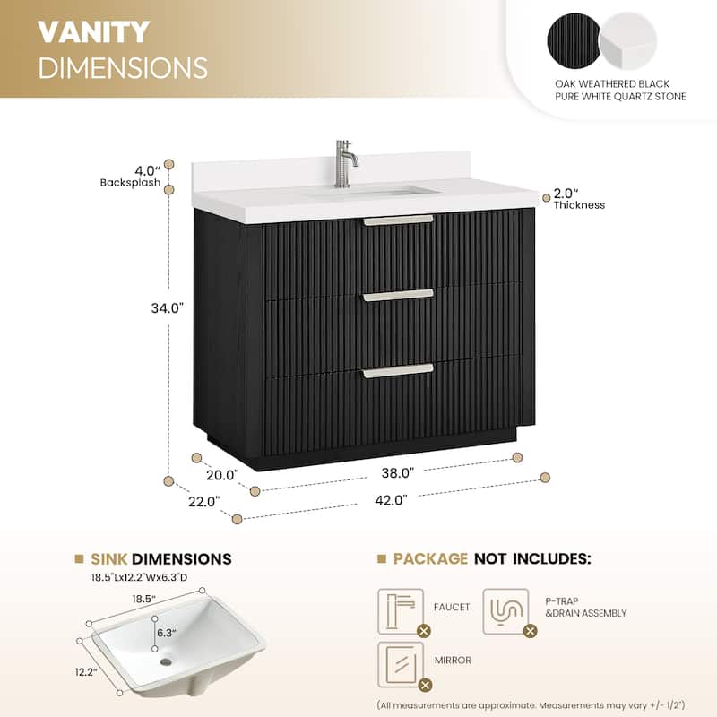 Santarem Single Vanity with Pure White Quartz Stone Top without Mirror