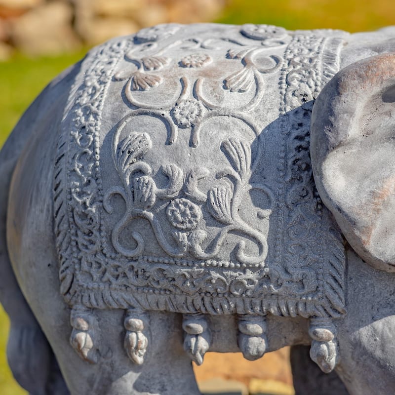 Boho Elephant Statue - 25.2"x10.6"x15.7"