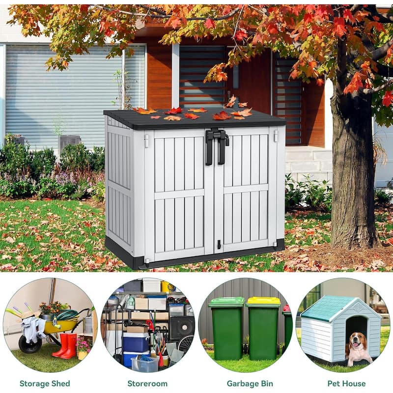 Outdoor Resin Deck Box Storage Shed for Garden,Patios,Backyards,Tools
