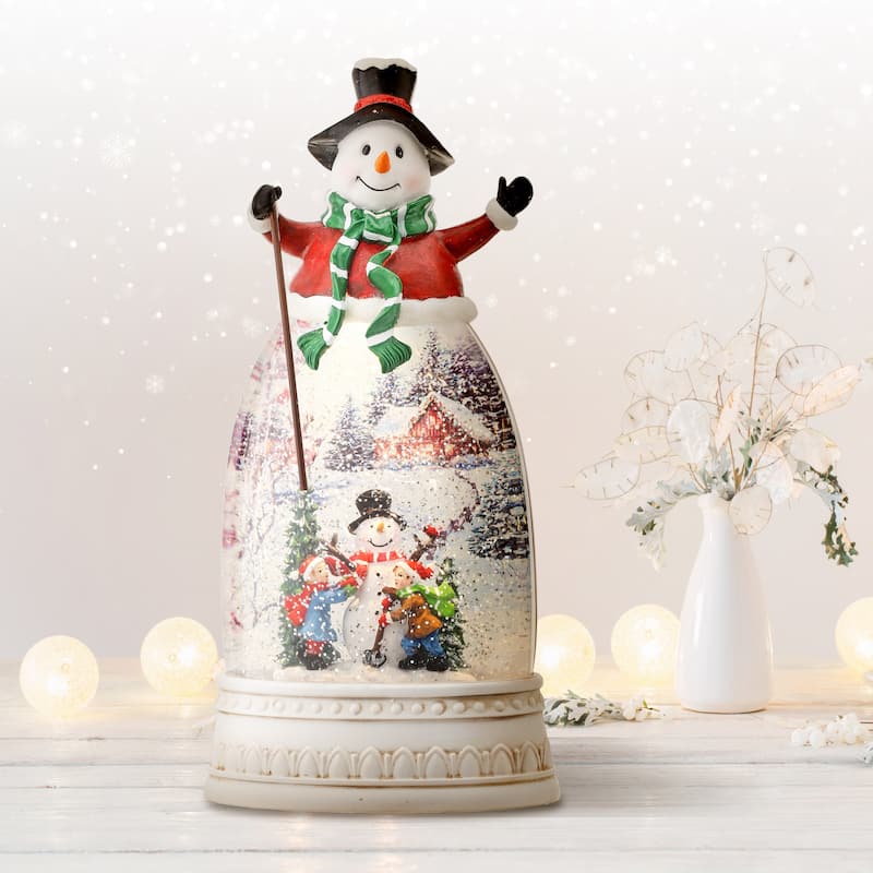 12" LED Spinsnowman Water Globe Usb