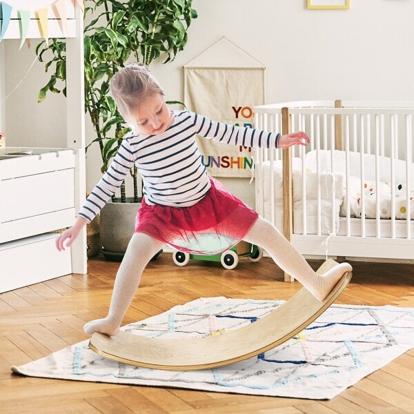 35 Inch Wooden Balance Board for Kids and Adults Support 660 Lbs