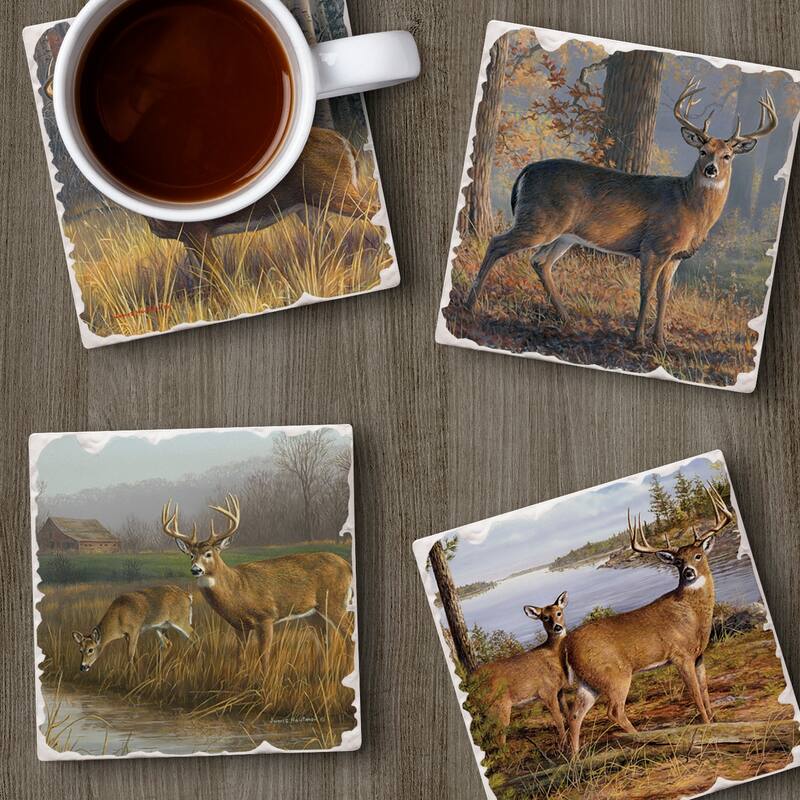 Counterart Absorbent Stone Coaster, Legends, Set of 4 - 4.01x4.07