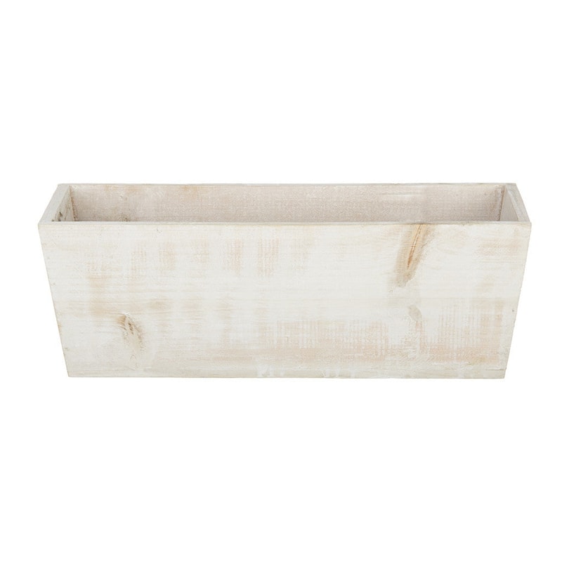 Washed Wood Shelf Vase - 16" x 6" x 5.5" (Set of 2) - White