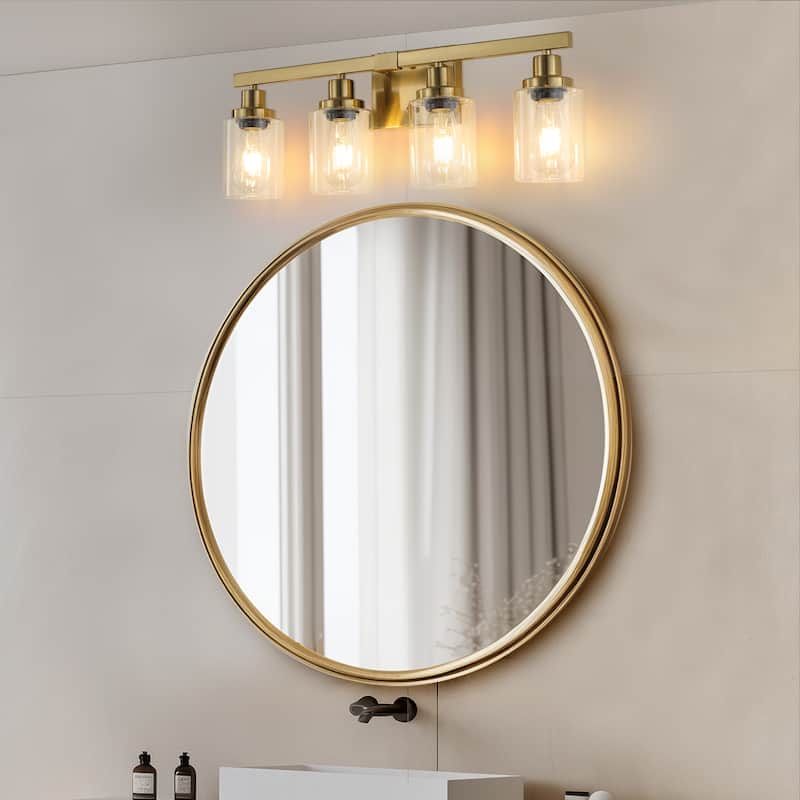 24" 4-Light Vanity Light with Clear Glass Shades, Modern Iron Metal Bathroom Wall Fixture for Mirror (No Bulbs)