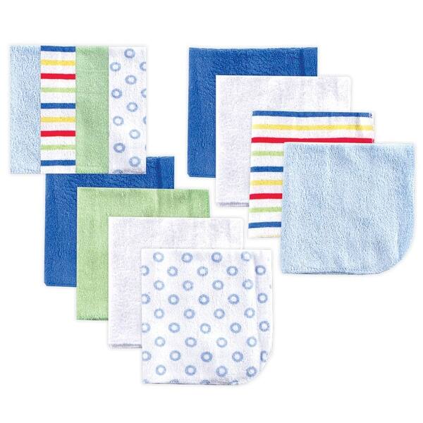 slide 1 of 1, Luvable Friends Baby Boy Cotton Rich Washcloths, Blue Stripe, One Size - Blue Stripe - One Size One Size - Blue Stripe