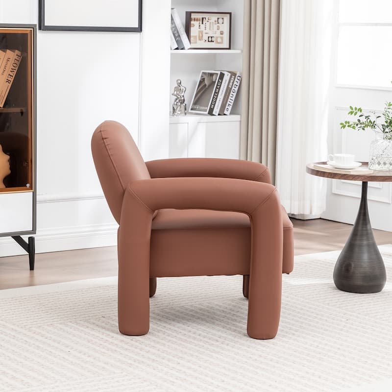 SEYNAR Modern PU Leather Accent Chair with Tubular Multifunctional Legs for Living Room