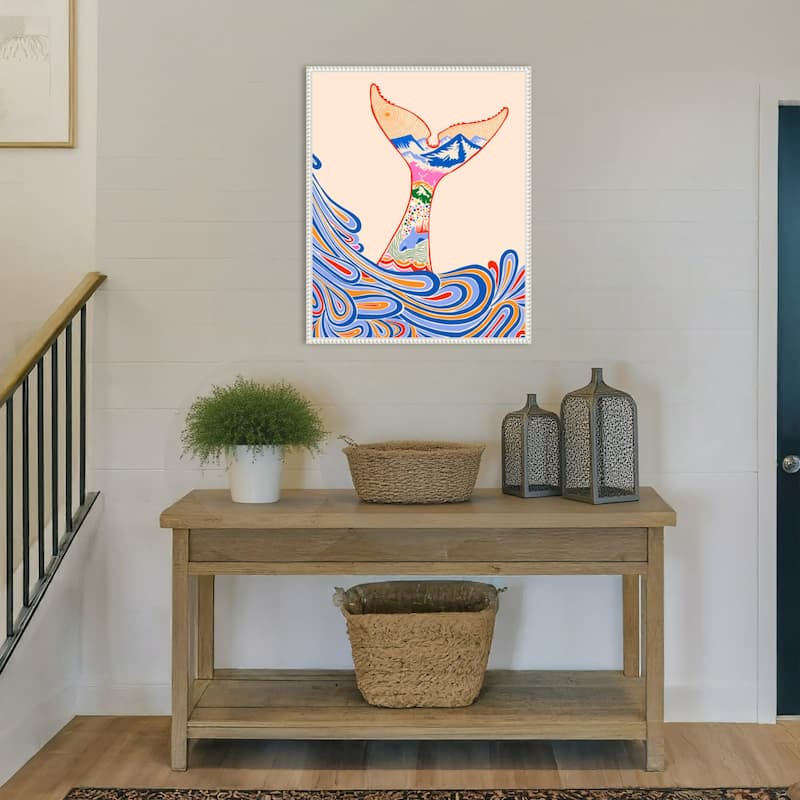 Feeling Blue Whale Tail by Kintsugi99 Framed Canvas Wall Art