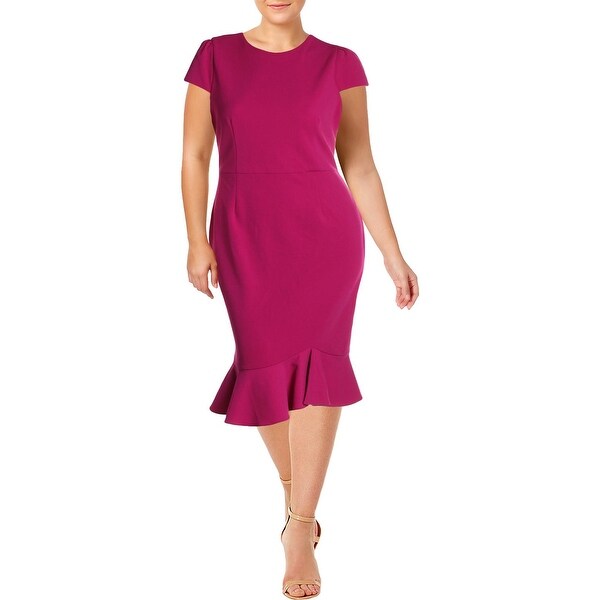 Betsey Johnson Womens Wear to Work Dress Scuba Crepe Ruffle Hem