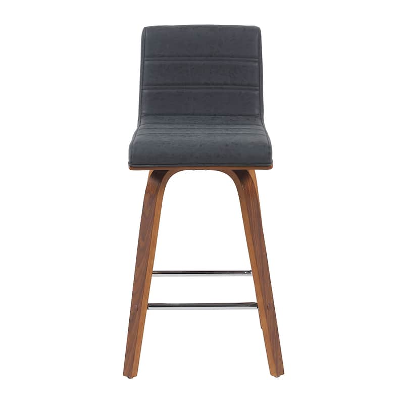Skara Mid-Century Swivel Counter Stool, Upholstered Counter Height Chair with Bentwood Legs