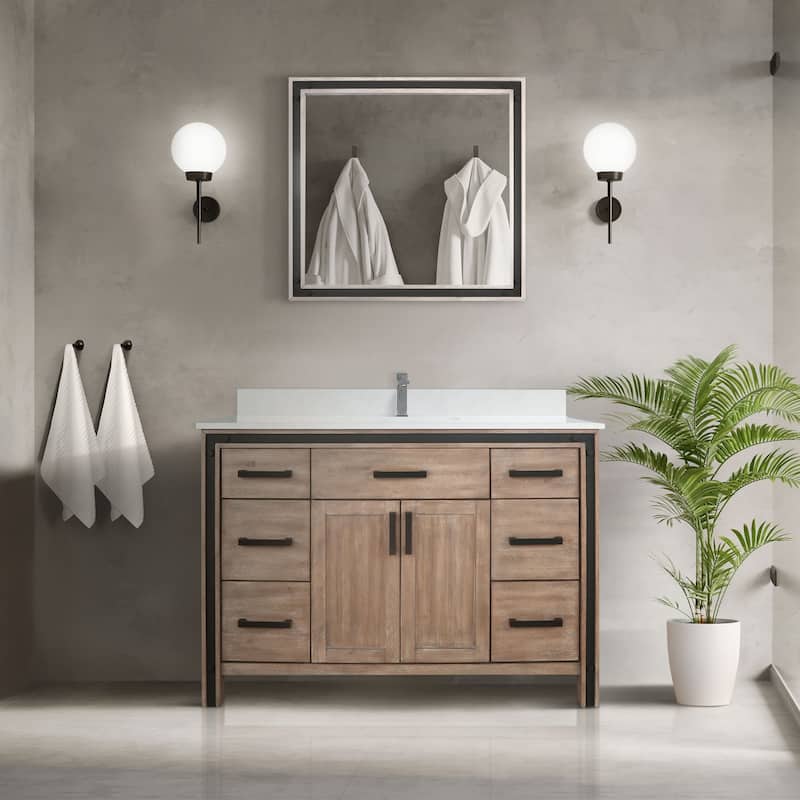 Ziva Bath Vanity, White Quartz Top and Mirrors