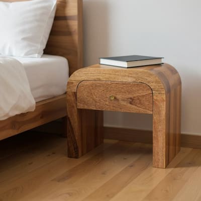HomeRoots 16" Brown Solid Wood One Drawer Nightstand