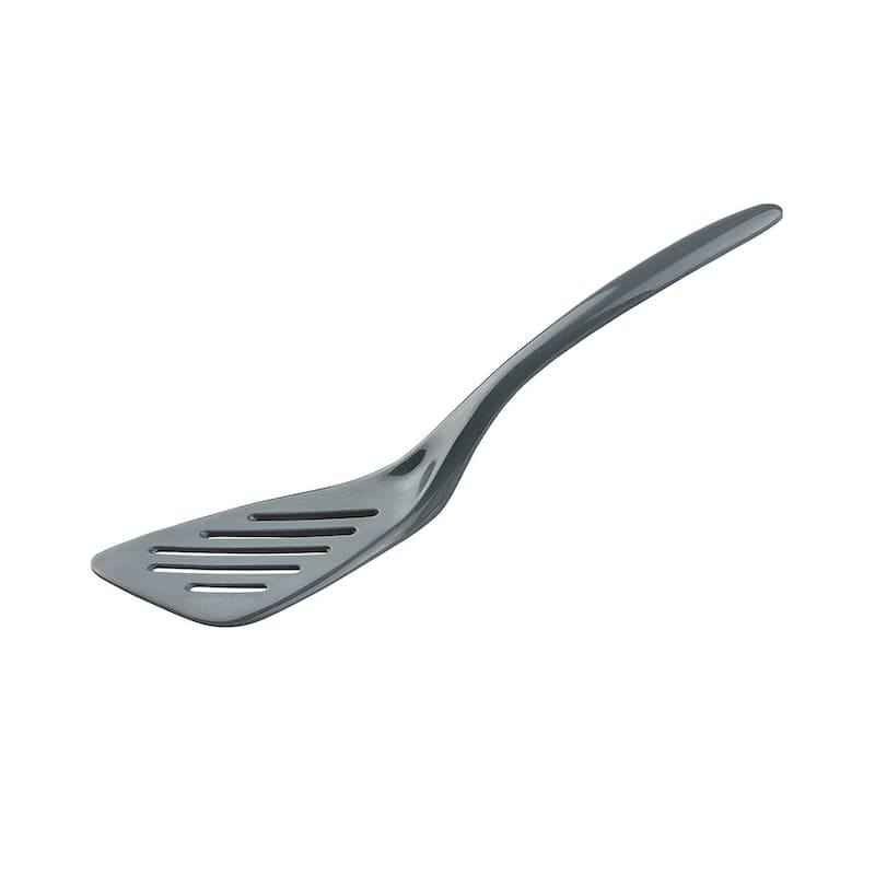 Hutzler 7.25 Inch Mini Melamine Angled Slotted Turner Spatula - Gray