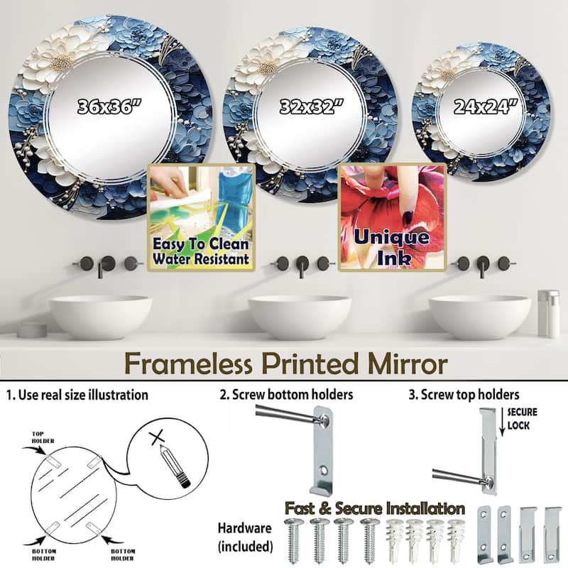Designart "Liquid Ink Spiral I" Abstract Modern Wall Mirror