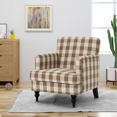 Brown 28.75" Upholstered Club Chair with Nailheads