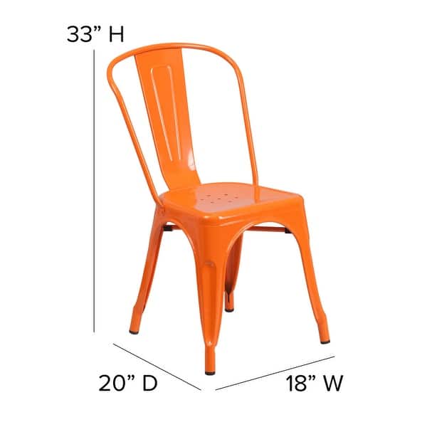 dimension image slide 2 of 13, Metal Indoor/ Outdoor Stackable Bistro Chair (Set of 4)