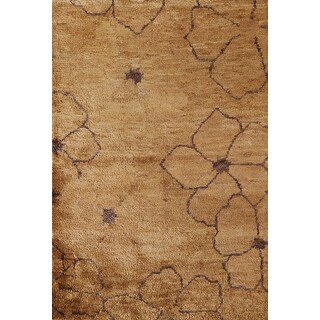 Floral Oriental Moroccan Area Rug Handmade Yellow Jute Carpet - 4'7" x ...