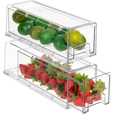 Sorbus Fridge Drawers - Clear Stackable Pull Out Refrigerator Organizer Bins 2 Pack, Small