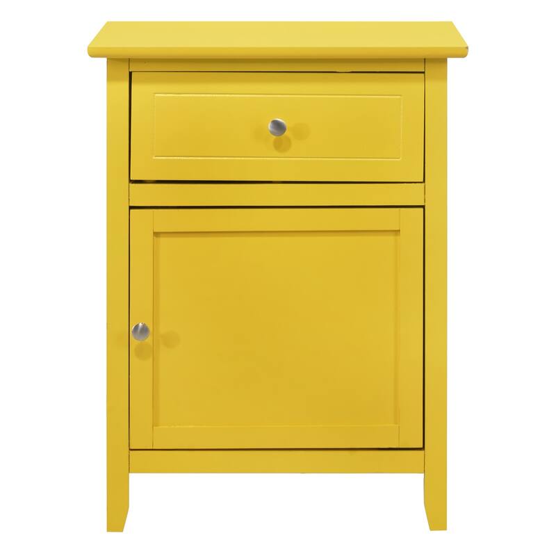 1-Drawer Yellow Nightstand with Modern Classic Design and Storage, 25 Inch Versatile Bedroom Side Table