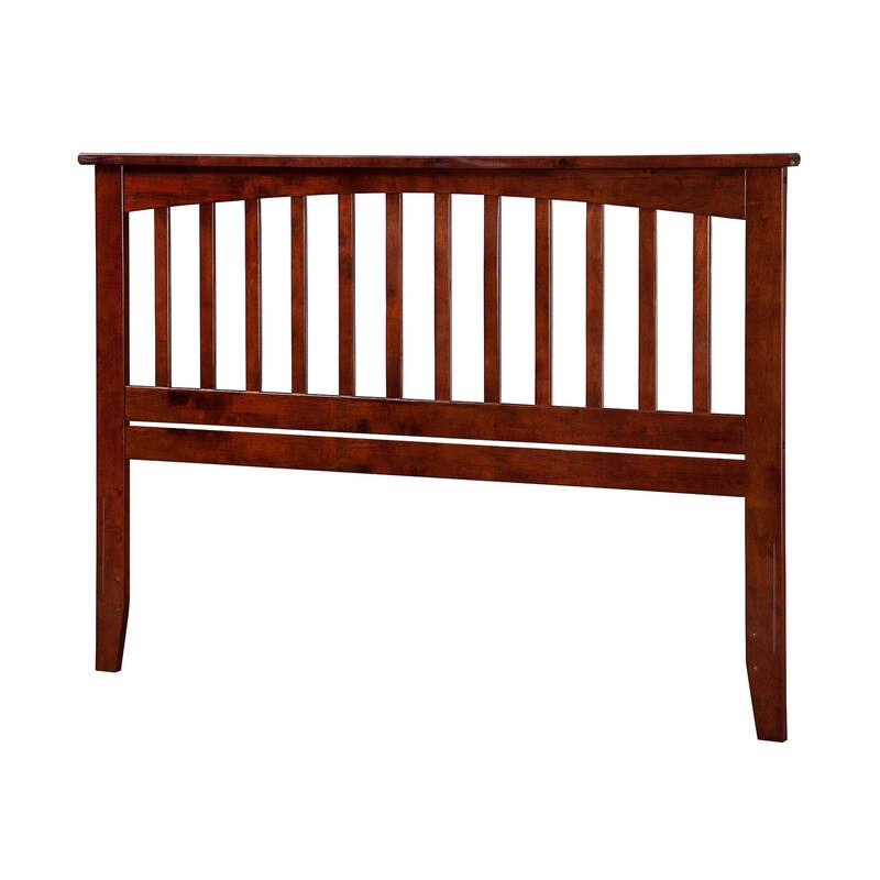 Mission Style King Size Wood Headboard in Walnut Finish with Crown Molding and USB Charging Port