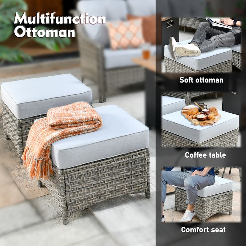 XIZZI 8-piece Patio Furniture Set Wicker Outdoor Seating Swivel Chairs