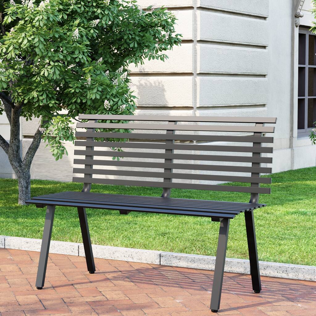 Armrests Sturdy Furniture Patio Metal Bench Porch Work Easy Assembly