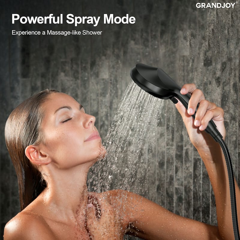 GRANDJOY Modern 5-Spray Handheld Shower Head with 5" Wall Mounted Design